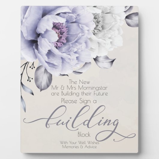 Rustic Lila en Alabaster Peony Floral Fotoplaat (Voorkant)