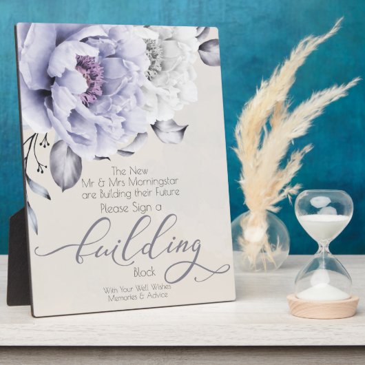 Rustic Lila en Alabaster Peony Floral Fotoplaat (Zijkant)