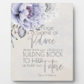 Rustic Lila en Alabaster Peony Floral Fotoplaat (Voorkant)