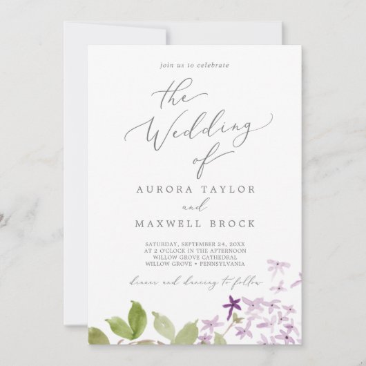 Rustic Lila het huwelijk van Kaart (Voorkant)