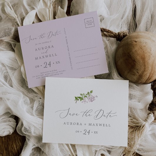 Rustic Lilac Horizontal Enregistrer la date Carte