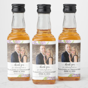 Rustic Lilacs Floral Wedding Bedankt Foto Likeurfles Etiket