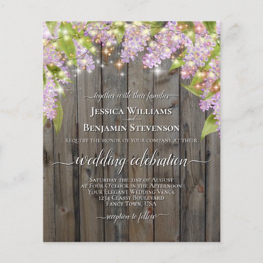 Rustic Lilacs & Lights BUDGET Weddenschap (Voorkant)