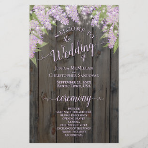 Rustic Lilacs on Barn Wood Budget Wedding Programm