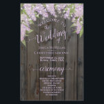 Rustic Lilacs on Barn Wood Programme de mariage bu<br><div class="desc">Ces programmes de mariage sont élégants et de bon goût, tout en étant toujours à l'aise avec le budget. Le design comprend un bevy de lilas aquarelles peints à la main avec des cordes de lumières sur un arrière - plan rustique en bois de grange. La typographie présente une calligraphie...</div>