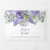 Rustic Lilacs, Succulents, Eucalyptus Wedding Drieluik Uitnodiging (Cover)