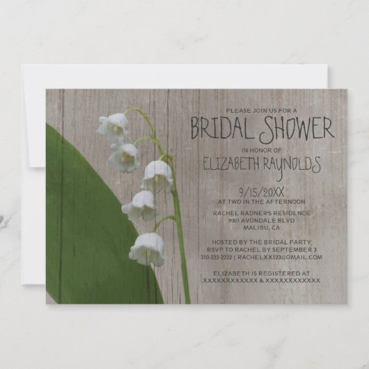 Rustic Lily van de Valley Bridal Shower Invitation Kaart (Voorkant)