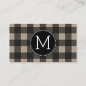Rustic Linen Black Buffalo Pset gingham Monogram Visitekaartje (Voorkant)