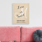 Rustic Linen Canvas Wedding Monogram LOVE is SWEET Afdruk (Insitu (Woonkamer))