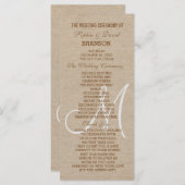 Rustic Linen Canvas Wedding Monogram Program Programma (Voorkant / Achterkant)