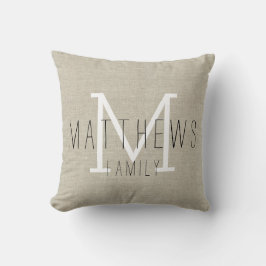 Rustic Linen Family Monogram Sierkussen