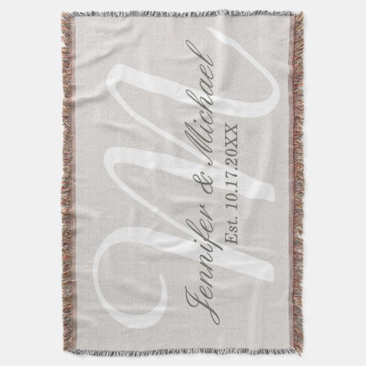 Rustic Linen Kijk Monogram Deken (Voorkant Verticaal)
