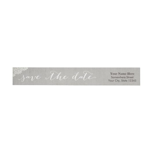Rustic Linen Lace Wedding Save the Date (Individueel)