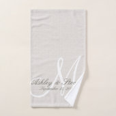 Rustic Linen look with White Monogram Bad Handdoek (Handdoek)