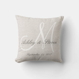 Rustic Linen look with White Monogram Kussen