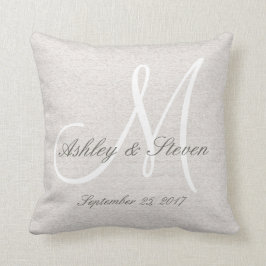 Rustic Linen look with White Monogram Kussen