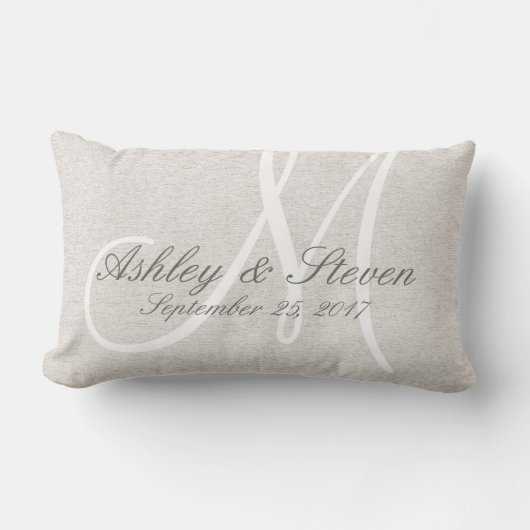 Rustic Linen look with White Monogram Kussen (Voorkant)