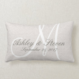 Rustic Linen look with White Monogram Kussen