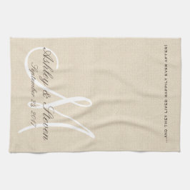 Rustic Linen look with White Monogram Theedoek