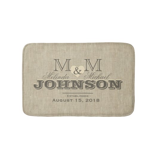 Rustic Linen Monogram Badmat (Voorkant)