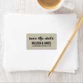 Rustic Linen Script Save the Date Etiket (Insitu)