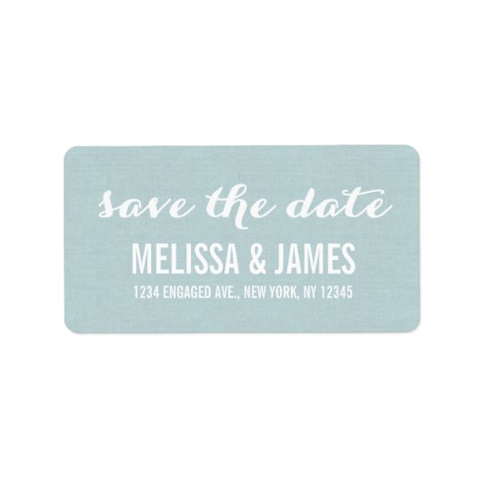 Rustic Linen Script Save the Date Etiket (Voorkant)