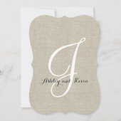 Rustic Linen Wedding Invitations Initiaal Kaart (Voorkant)