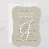Rustic Linen Wedding Invitations Initiaal Kaart (Achterkant)