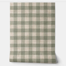 Rustic linnen Buffalo Check beige en groen ruit