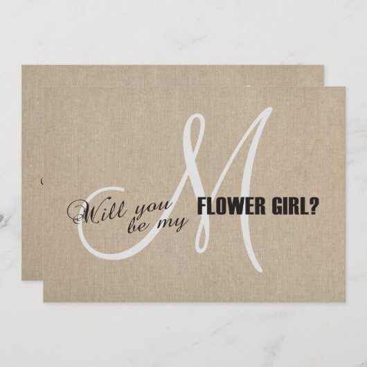 Rustic Linnen Canvas Trouw Feest Ik Ben Je Bruidsm Kaart (Voorkant / Achterkant)