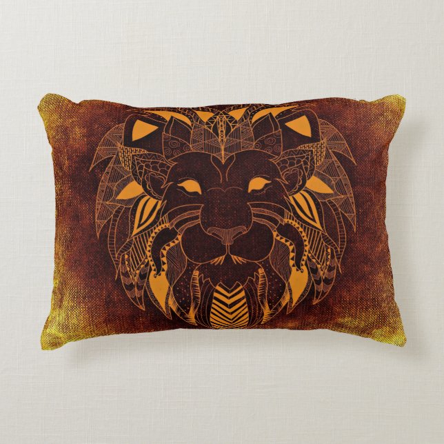 Rustic Lion Head Accent Kussen (Voorkant)