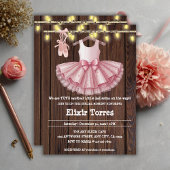 Rustic Little Ballerina Tutu Glitter Baby shower Kaart