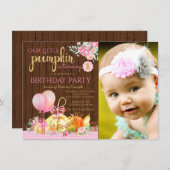 Rustic Little Citrouille Invitations d'anniversair (Devant / Derrière)