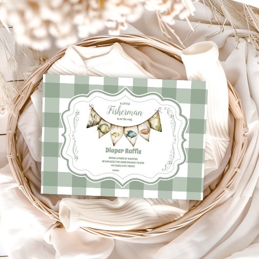 Rustic Little Fisherman Vist Diapper Raffle Informatiekaartje