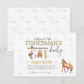 Rustic Little Fisherman's Derby Baby Luier Raffle Informatiekaartje (Voorkant / Achterkant)
