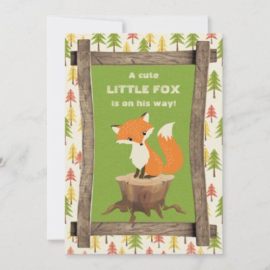 Rustic Little Fox Boy Baby shower Kaart (Voorkant)