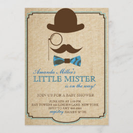 Rustic Little Mister Baby shower Boy Invitations Kaart
