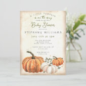 Rustic Little pompoen baby shower Uitnodiging (Staand voorkant)