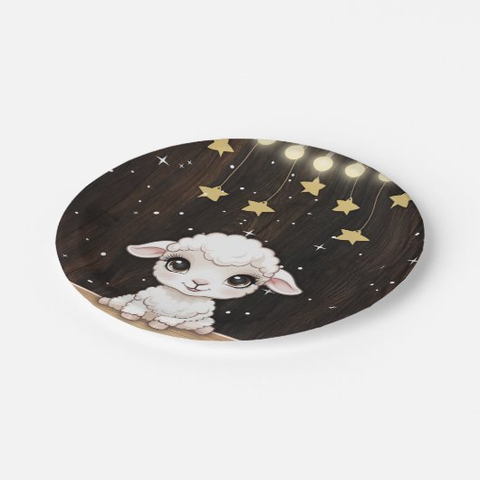 Rustic Little White Lamb Baby shower Papieren Bordje (Gekanteld)