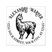 Rustic Llama #2 Ronde Naam Terug Adres Zelfinktende Stempel (Design)