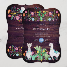 Rustic Llama Waterverf Folk Flowers ELKE GEBEURTEN Kaart