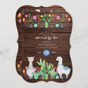 Rustic Llama Waterverf Folk Flowers ELKE GEBEURTEN Kaart