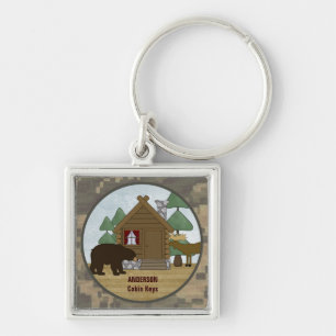 Rustic Lodge Cabin Keys met Beer en los Sleutelhanger