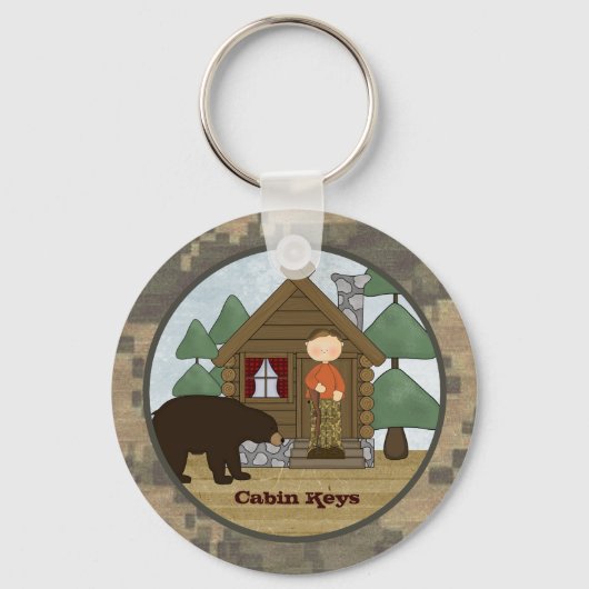 Rustic Lodge Camo Cabin Keys met Beer Sleutelhanger (Voorkant)