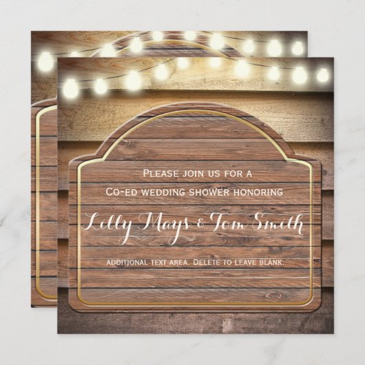 Rustic Lodge Invitation Wedding shower en bois (Devant / Derrière)