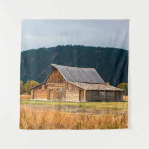 Rustic log barn in Grand Teton National Park, Wyom Wandkleed
