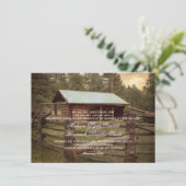 Rustic Log Cabin country Wedding Invitting Kaart (Staand voorkant)