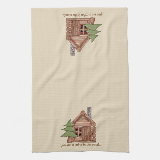 Rustic Log Cabin Kitchen Towel Theedoek (Verticaal)