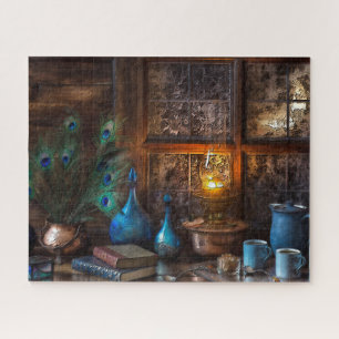 Rustic log Cabin op plaats van lamplight Legpuzzel