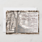 Rustic Log Cabin Pine Trees Wedding Invitations Kaart (Achterkant)
